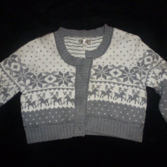 Decree Knit Button Cardigan Sweater -Deer Reindeer Snowflake Winter theme Sz XXL - Picture 2 of 12
